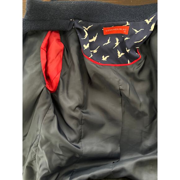 Lorenza Blau Lined Blazer 30 Navy Blue Gold Zip Trim Classic Preppy Coastal - Picture 12 of 16